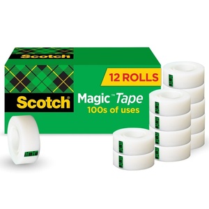 Scotch Brand Magic Tape, Standard Width, Engineered for Office and Home Use, Matte Finish, 3/4 x 1296 Inches, Boxed, 6 Rolls (810-6PK), Transparent(12 Rolls)