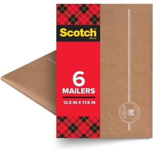 Scotch Curbside Recyclable Padded Mailer, 12.5 in x 17.5 in (3.17 cm x 44.4 cm), 6 Pack Size 6