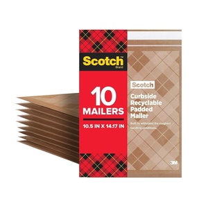 Scotch Curbside Recyclable Padded Mailers, 100 Pack, 5.9 x 9.2 in, Similar impact protection to traditional bubble mailers (CR-0-1)(10.5 in x 14.75 in)