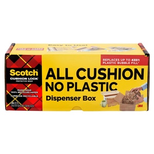 Scotch Cushion Lock Protective Wrap, 12 in. x 175 ft., Paper Wrap Cushions and Conforms Around Items to Secure and Protect Christmas Presents, Packaging Solution for Shipping Holiday Gifts, 1 Wrap(175 Foot Roll)