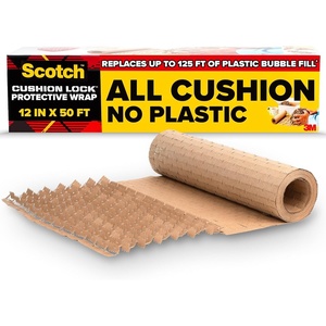 Scotch Cushion Lock Protective Wrap, 12 in x 50 ft, Sustainable Packaging Solution for Packing, Shipping and Moving, No Scissors or Tape Needed, Great Alternative to Bubble Cushion Wrap (PCW-1250)(50 Foot Roll)