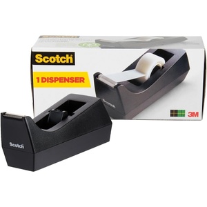 Scotch Desktop Tape Dispenser, Black, 2.7 in. x 2.7 in. x 6.4 in., 1 Tape Dispenser, Polystyrene (PS)(1-Pack)