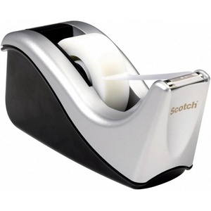 Scotch Desktop Tape Dispenser, Silvertech Two-Tone (C60-ST)(1 Count (Pack of 12))