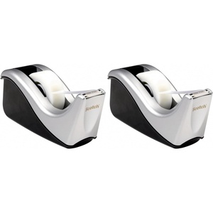 Scotch Desktop Tape Dispenser, Silvertech Two-Tone (C60-ST)(1 Count (Pack of 2))
