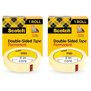 Scotch Double Sided Tape, Office and School Supplies for Arts and Crafts, Alternative to Scrapbooking Glue, 0.75 in. x 1296 in., 1 Tape Refill Roll(1 Count (Pack of 2))