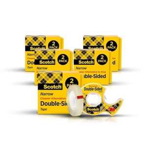 Scotch Double Sided Tape, Office and School Supplies for Arts and Crafts, Alternative to Scrapbooking Tape, 0.50 in. x 500 in., 2 Refill Tape Rolls(10 Rolls)