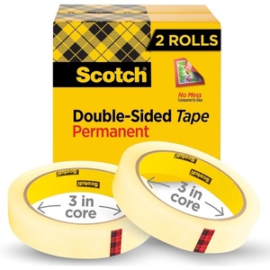 Scotch Double Sided Tape, Office and School Supplies for Arts and Crafts, Alternative to Scrapbooking Tape, 0.75 in. x 1296 in., 2 Refill Tape Rolls(3 In (Pack of 12))