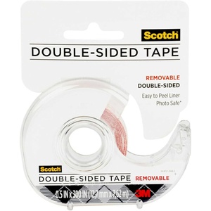 Scotch Double Sided Tape, Removable, 1/2 in x 300 in, 4-Pack (2002-CFT)