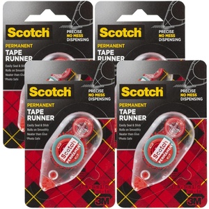 Scotch Double Sided Tape Runner, 0.27 in x 26 ft., Perfect for Holiday Crafts, Gifts, and DIY, 1-Pack(4-Pack)