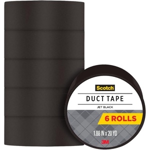 Scotch Duct Tape , 1.88 in x 20 yd, Jet Black, 6 Pack (920-BLK-C)