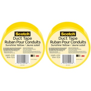 Scotch Duct Tape, 1.88 in x 20 yd, Sunshine Yellow, 1 Roll (920-YLW-C) (Pack of 2)(Amarillo)
