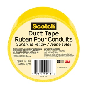 Scotch Duct Tape, 1.88 in x 20 yd, Sunshine Yellow, 1 Roll (920-YLW-C) (Pack of 2)(Yellow)