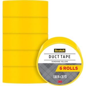 Scotch Duct Tape, 1.88 in x 20 yd, Sunshine Yellow, 6 Pack (920-YLW-C)