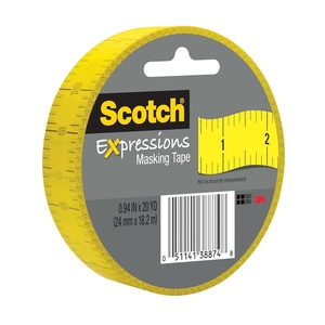 Scotch Expressions Masking Tape, .94 in x 20 yd, Ruler Pattern, 6 Rolls(Large)