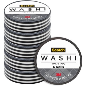 Scotch Expressions Washi Tape, Arts and Crafts Tape, .59 in x 393 in, Black Stripe, 6 Rolls