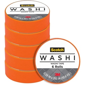 Scotch Expressions Washi Tape, Arts and Crafts Tape, .59 in x 393 in, Orange, 6 Rolls
