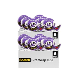 Scotch Gift Wrap Tape, 6 Rolls, The Go-To Tape for the Holidays, 3/4 x 650 Inches, Dispensered (615-GW)(12 Rolls)