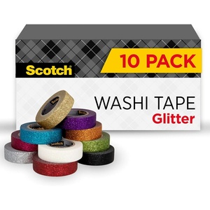 Scotch Glitter Washi Tape, 10 Rolls, Great for Holiday DIY and Wrapping, School Supplies, Craft Supplies, and Teacher Appreciation Gifts(80-Pack)