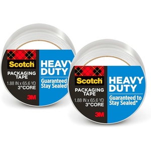 Scotch Heavy Duty Packaging Tape, 1.88″ x 65.6 yd, Designed for Packing, Shipping and Mailing, Strong Seal on All Box Types, 3″ Core, Clear, 1 Roll (3850-60)(2-Pack)