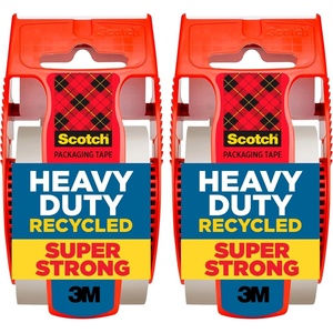 Scotch Heavy Duty Recycled Packaging Tape, Shipping and Packing Tape, 1.88 in x 800 in, 6 Rolls with Dispensers, Red(2 Rolls)