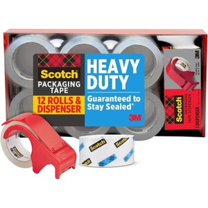 Scotch Heavy Duty Shipping Packaging Tape, 1.88″ x 54.6 yd, 3″ Core, Clear, Great for Packing, Shipping & Moving, 12 Rolls with Dispenser(12 Rolls)
