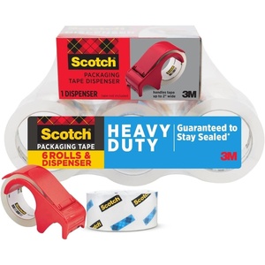Scotch Heavy Duty Shipping Packaging Tape, 1.88″ x 54.6 yd, 3″ Core, Clear, Great for Packing, Shipping & Moving, 12 Rolls with Dispenser(6 Rolls)