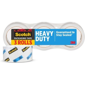 Scotch Heavy Duty Shipping Packing Tape, Clear, Holiday Shipping Supplies, 1.88 in. x 38.2 yd., 3 Rolls(3 Rolls)
