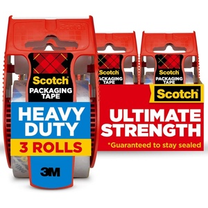Scotch Heavy Duty Shipping Packing Tape, Clear, Shipping and Packaging Supplies, 1.88 in. x 22.2 yd., 3 Tape Rolls with Dispensers(1.88 in x 22.2 yd (3 Rolls  Pack of 12))
