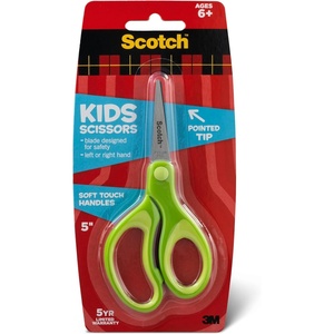 Scotch Kids Pointed Tip Scissors with Soft Touch, 5 Inches (1442P) (Colors may vary)(5-inch)