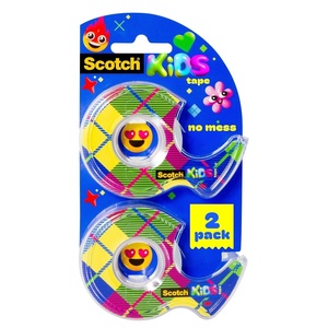 Scotch Kids Tape Dispenser, Invisible, Kid Approved No Mess Fun, 6 Tape Rolls with Dispensers, 3/4 in x 650 in(2 Pack)