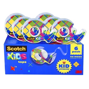 Scotch Kids Tape Dispenser, Invisible, Kid Approved No Mess Fun, 6 Tape Rolls with Dispensers, 3/4 in x 650 in(6 Pack)