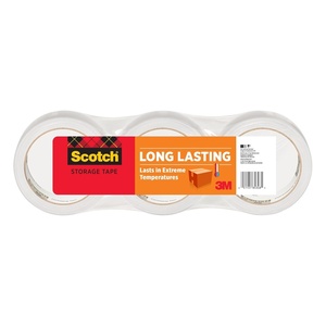 Scotch Long Lasting Storage Packing Tape, Clear, Storage Tape Withstands Extreme Temperatures, 1.88 in x 54.6 yd,3 Refill Tape Rolls(3 Rolls)