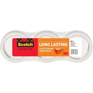 Scotch Long Lasting Storage Packing Tape, Clear, Storage Tape Withstands Extreme Temperatures, 1.88 in x 54.6 yd,3 Refill Tape Rolls(3 Rolls (Pack of 12))