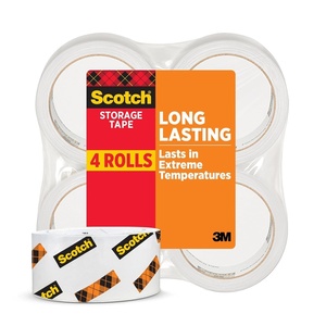 Scotch Long Lasting Storage Packing Tape Rolls, Clear, Storage Tape Withstands Extreme Temperatures, 1.88 in x 54.6 yd, 6 Refill Rolls(4 Rolls)
