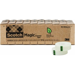 Scotch Magic Greener Tape, Invisible Tape for Fixing Paper, Office Supplies and Back to School Supplies, 0.75 in .x 900 in., 10 Rolls(0.75 x 900 in)