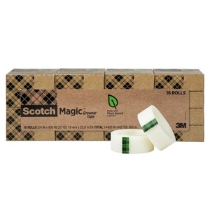 Scotch Magic Greener Tape, Invisible Tape for Fixing Paper, Office Supplies and Back to School Supplies, 0.75 in .x 900 in., 24 Rolls(16 Rolls)