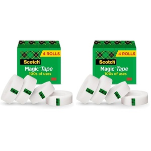Scotch Magic Tape, Invisible, Home Office Supplies and Back to School Supplies for College and Classrooms, 4 Rolls(4 Rolls (Pack of 2))