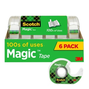 Scotch Magic Tape, Invisible, Home Office Supplies and Back to School Supplies for College and Classrooms, 6 Tape Rolls with Dispensers(6 Magic Tape)
