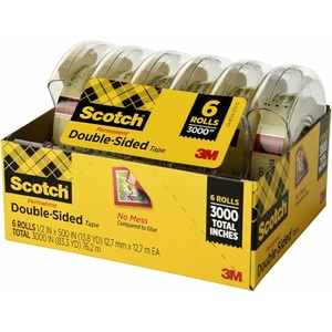 Scotch Permanent Double Sided Tape, Card Making and Holiday Scrapbooking Supplies, Alternative to Gift Wrap Tape for Wrapping Presents, 0.50 in. x 500 in., 6 Rolls with Dispensers(16)
