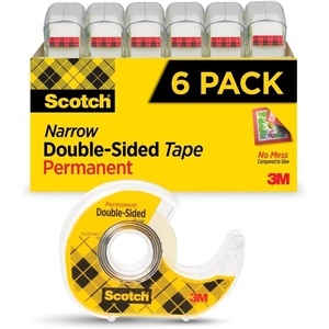 Scotch Permanent Double Sided Tape, Card Making and Holiday Scrapbooking Supplies, Alternative to Gift Wrap Tape for Wrapping Presents, 0.50 in. x 500 in., 6 Rolls with Dispensers(1)