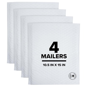 Scotch Poly Bubble Mailer, White, Large, Size 5, Inside Dimensions 10.5 IN x 15 IN, made with 50% recycled plastic(Size 5)