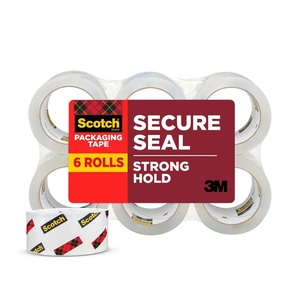Scotch Secure Seal Packaging Tape, Packing Tape for Shipping and Moving, 1.88 in x 54.6 yd, 6-Pack(6 Pack)