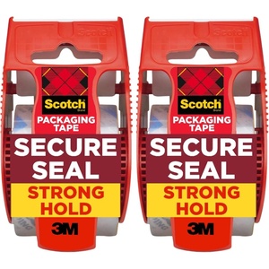 Scotch Secure Seal Packing Tape, Ultra Clear, Reliable and Durable Seal, 1.88 in x 800 in., 6 Packaging Rolls with Dispensers(2 Rolls)