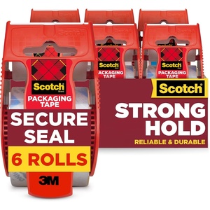 Scotch Secure Seal Packing Tape, Ultra Clear, Reliable and Durable Seal, 1.88 in x 800 in., 6 Packaging Rolls with Dispensers(6 Rolls)