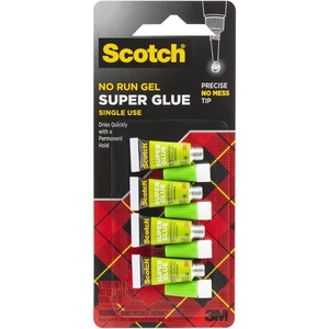 Scotch Super Glue Gel, 4-Pack of Single-Use Tubes, .017 oz Each, Fast Drying, No Run Gel Formula (AD119)(1-Pack)