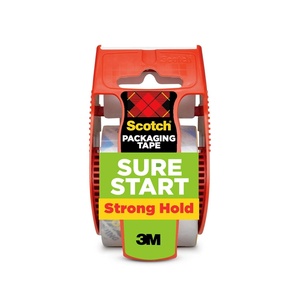 Scotch Sure Start Packing Tape, Clear, Quiet Unwind and Easy Start, 1.88 in. x 22.2 yd., 6 Tape Rolls with Dispensers(1 Roll)