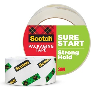 Scotch Sure Start Shipping Packaging Tape, 1.88″ x 54.6 yd, Designed for Packing, Shipping and Mailing, Quiet Unwind, No Splitting or Tearing, 3″ Core, Clear, 1 Roll (345)(1 Roll)