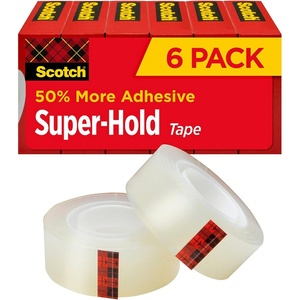 Scotch Tape Dispenser Value Pack Super-Hold Tape, Black Dispenser, 1 in Core, 12 Packs (700K10C18BLK)(6 Rolls Pack of 6)