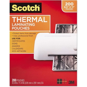 Scotch Thermal Laminating Pouches, 3 Mil Letter Size Laminating Sheets, 8.9 x 11.4 Inches, Education Supplies & Craft Supplies, for Use with Thermal Laminators, 200/Pack, 6 Packs, 1200 Total Pouches(200)