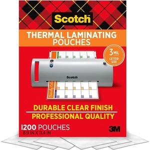 Scotch Thermal Laminating Pouches, 3 Mil Letter Size Laminating Sheets, 8.9 x 11.4 Inches, Education Supplies & Craft Supplies, for Use with Thermal Laminators, 200/Pack, 6 Packs, 1200 Total Pouches(6)